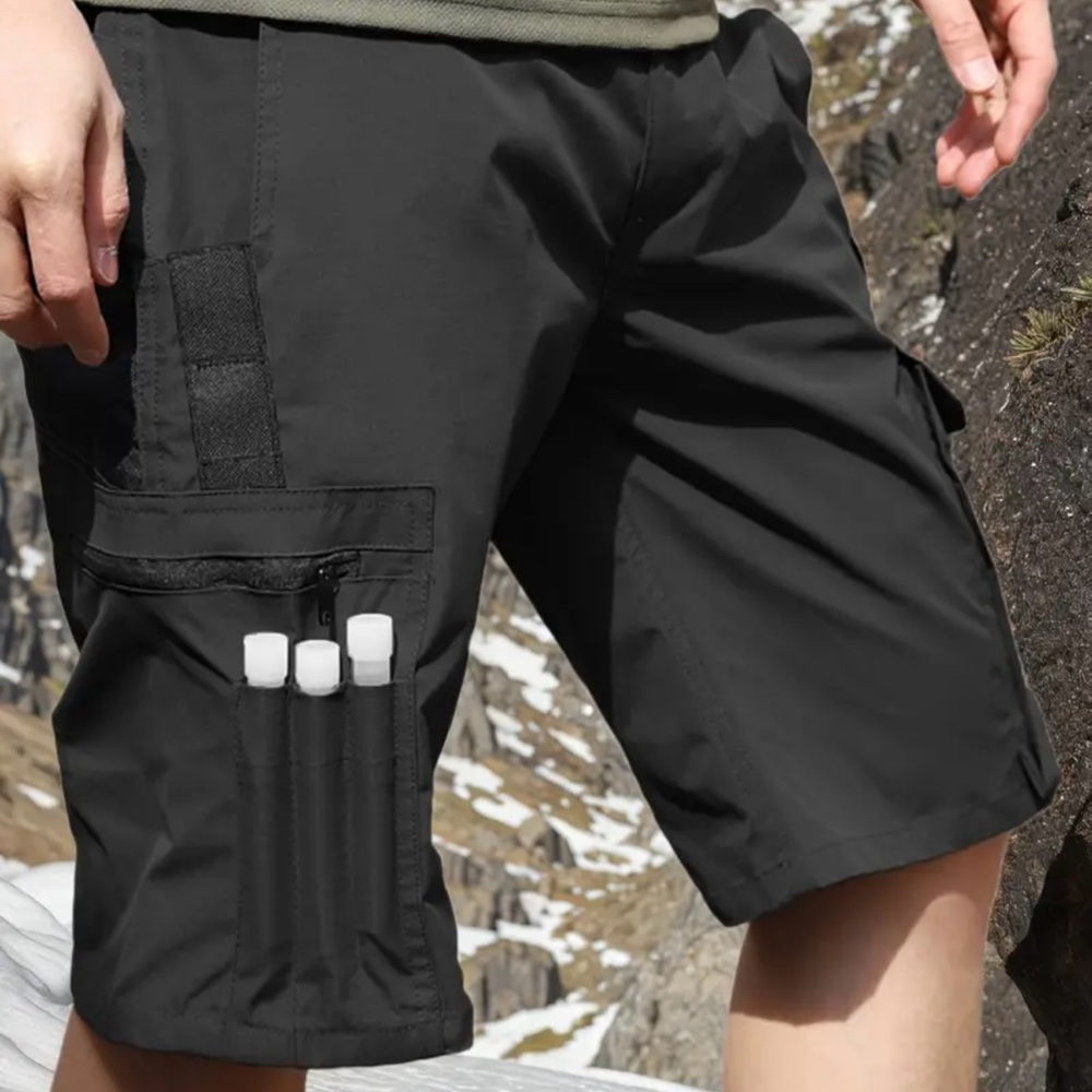 Men's Black Cargo Shorts with Utility Pockets